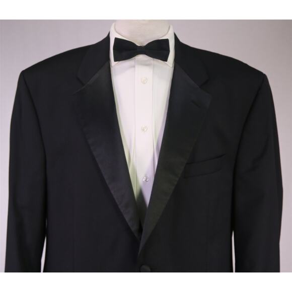 Calvin Klein Black 2-Btn Formal Tuxedo Blazer Jacket Wool 46L - Picture 3 of 8